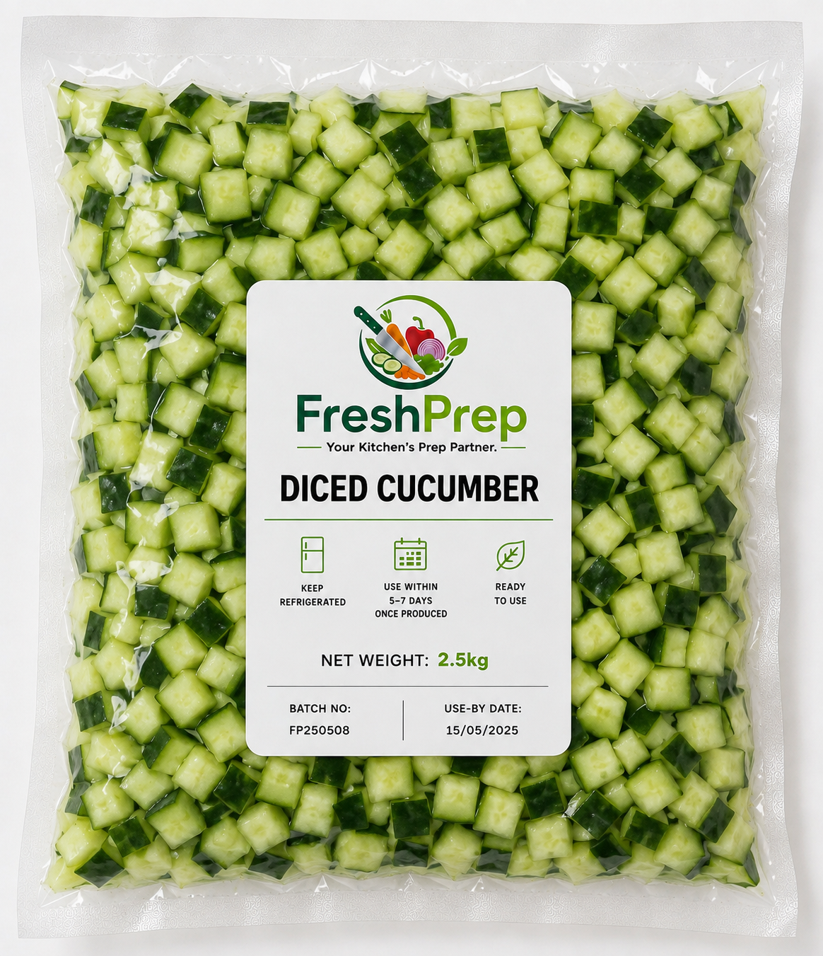 Cucumbers diced