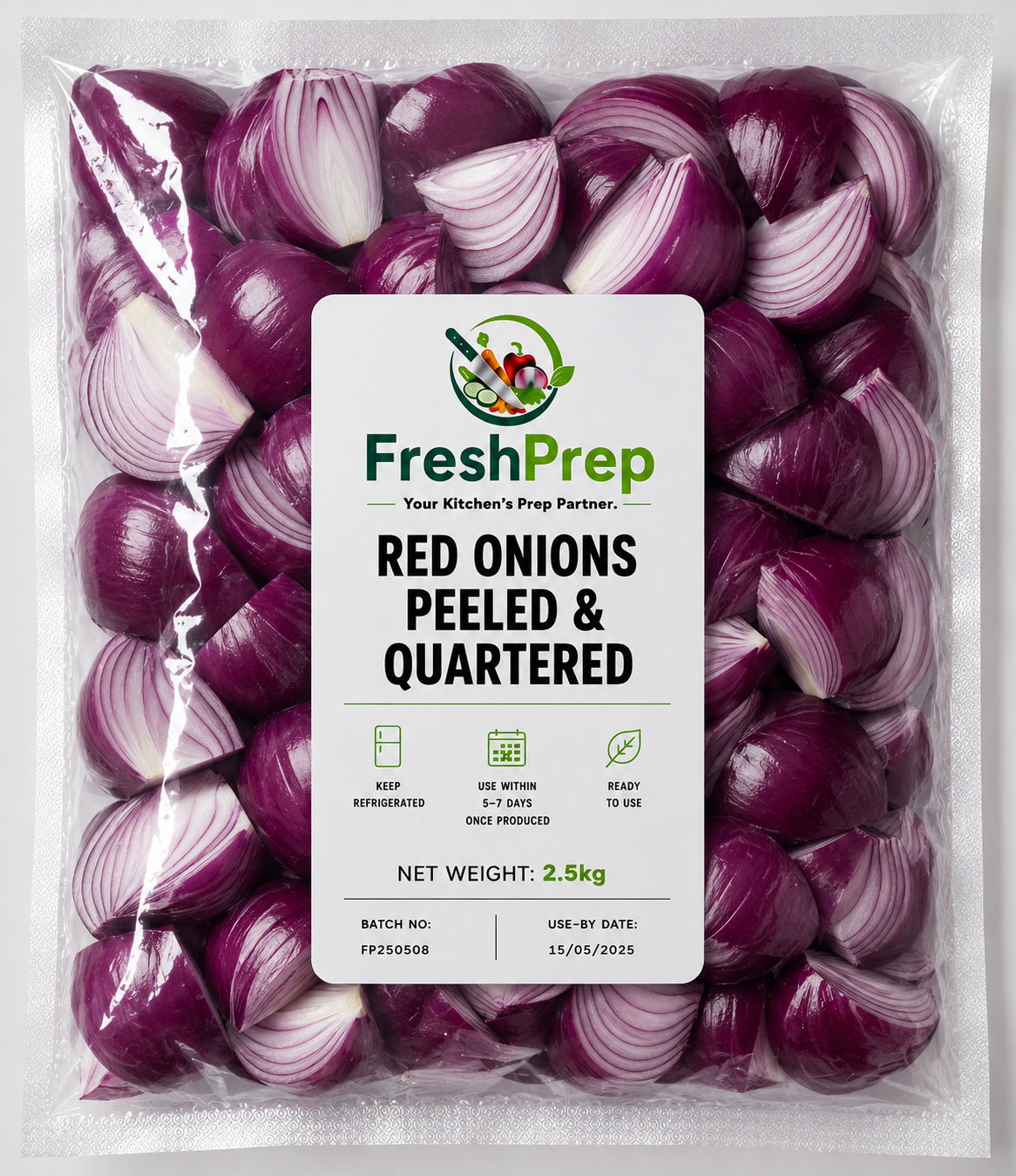 Red Onions Peeled Quartered
