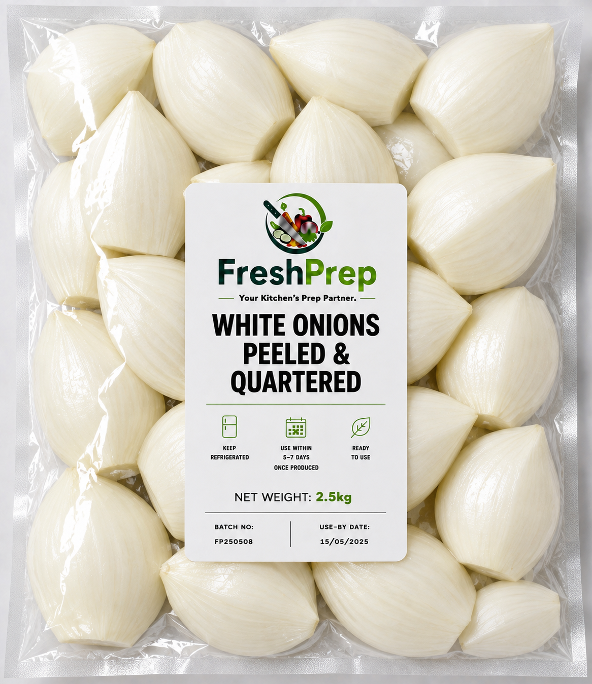 White Onions Peeled Quartered